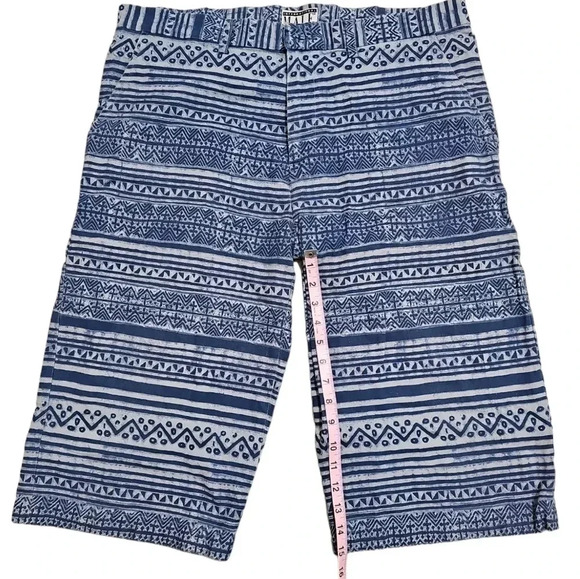 International Male Blue Aztec Print Cotton Shorts 36 90s Y2K Boho Preppy Vintage - Picture 3 of 7